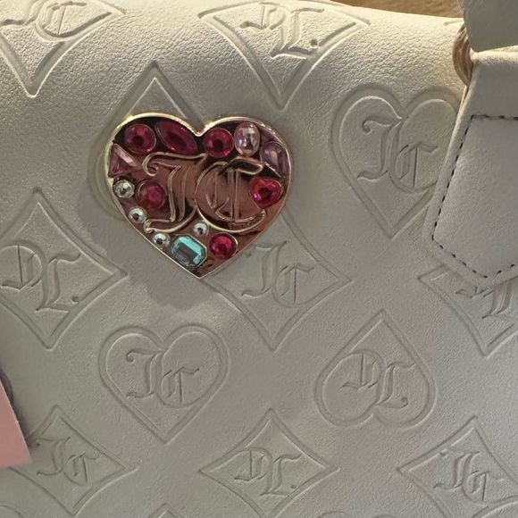 NWT Juicy Couture satchel with embossed pattern and hearts embellishment - Picture 2 of 9
